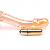 Glass Vibrator Golden Dragon Single Speed